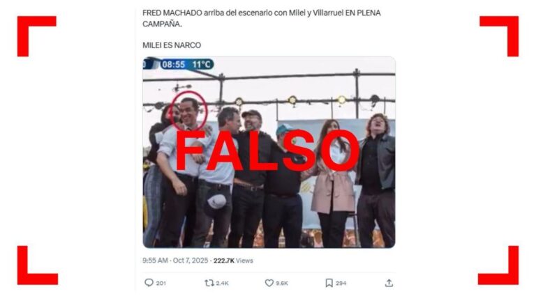 No, Fred Machado no aparece con Javier Milei en esta foto de la campaña de 2021: es el legislador porteño Leonardo Saifert